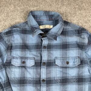 Redwood Creek Button-Up Shirt Mens Size L Blue Black Plaid Flannel Long Sleeve